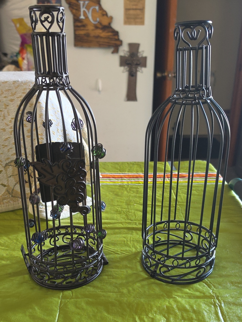 Decorative Metal Wine Bottle  Cork Holders Set Of 2 Black - Unbranded
